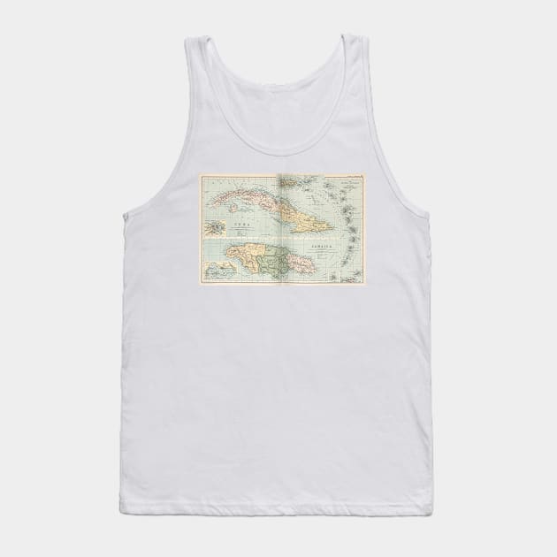 Vintage Map of Cuba and Jamaica (1892) Tank Top by Bravuramedia